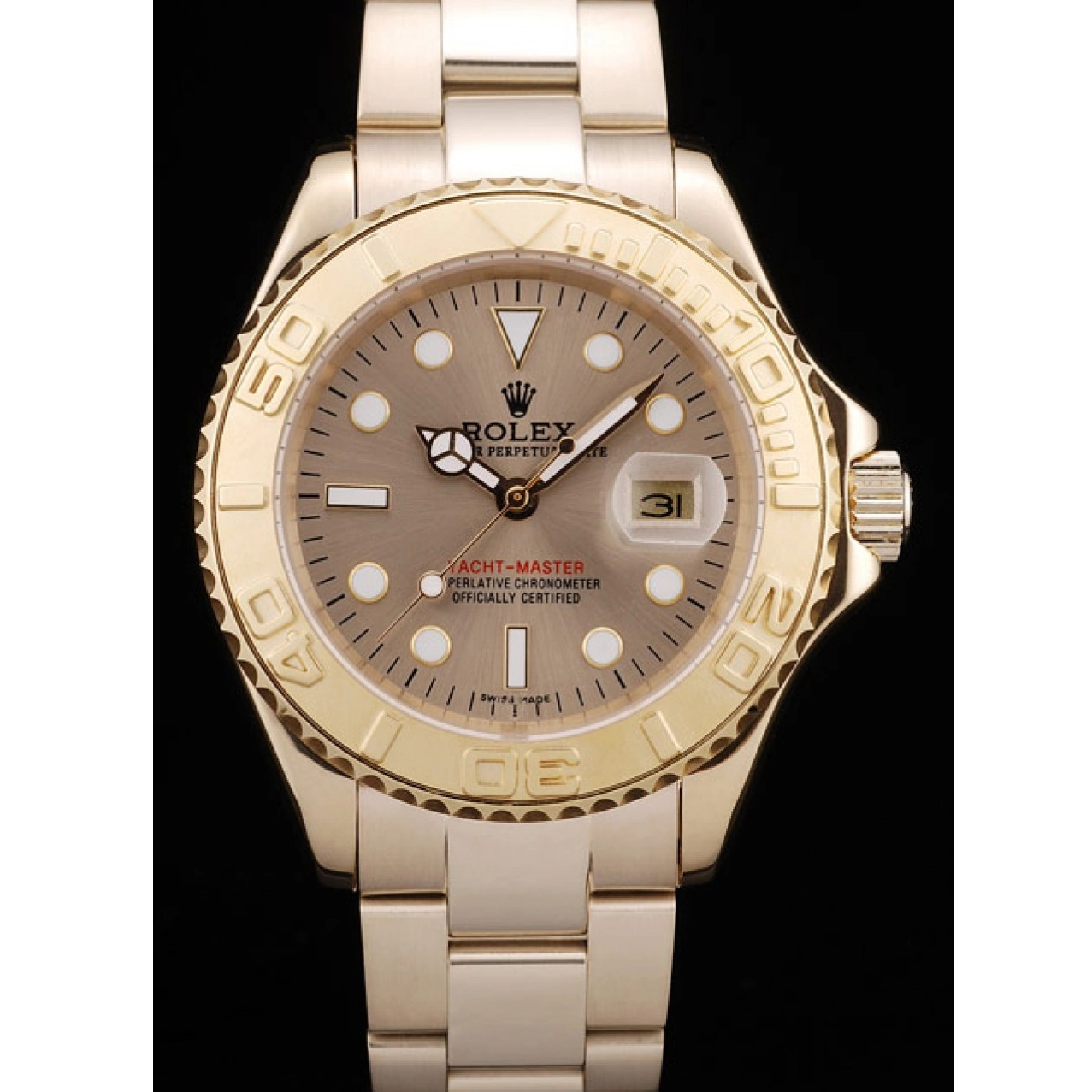 Rolex aaa copy Rolex 98232 Gold Bezel Master Dial Yacht Gold 0814